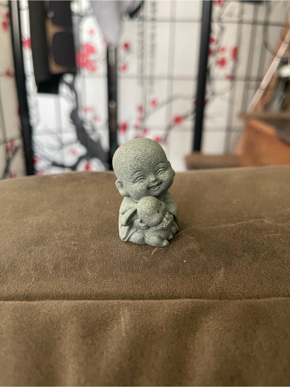 Cute Grey mini Sitting Monk Sculpture - Decorative Home Art